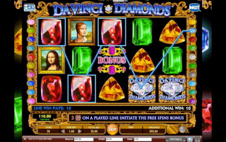 Da Vinci Diamonds Slot Gameplay