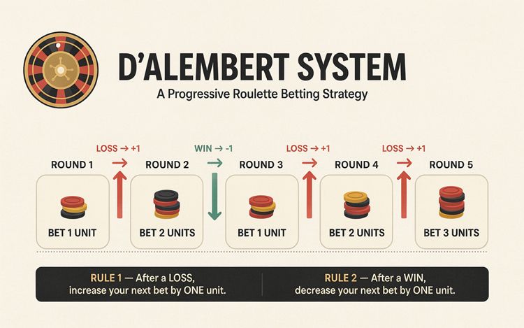 Diagram illustrating the D’Alembert roulette betting sequence.