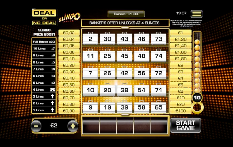 Slingo Deal or No Deal Slot Game