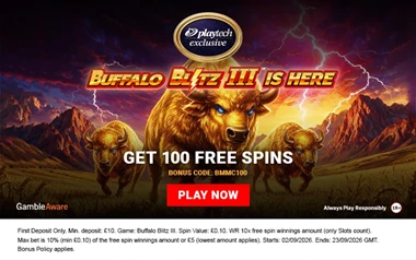 100 Free Spins on Buffalo Blitz III at Mega Casino UK