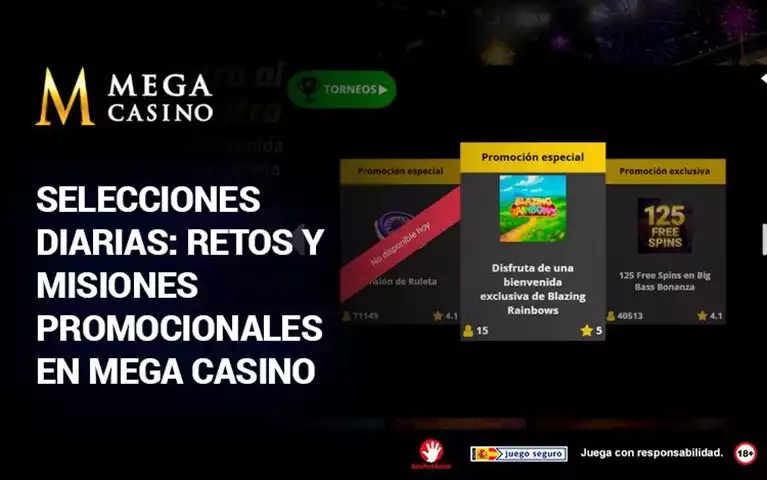 Selecciones Diarias Retos y Misiones Promocionales en Mega Casino