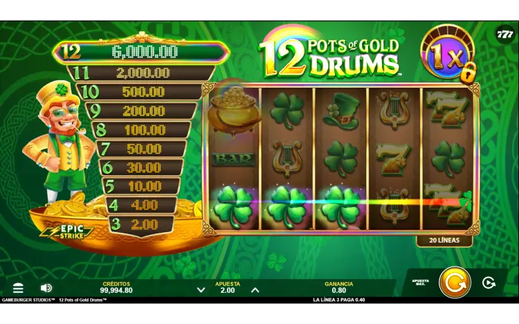 12 Pots of Gold Drum Slot Online