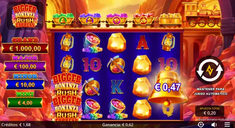 bigger bonanza rush express slot cuadricula y simbolos