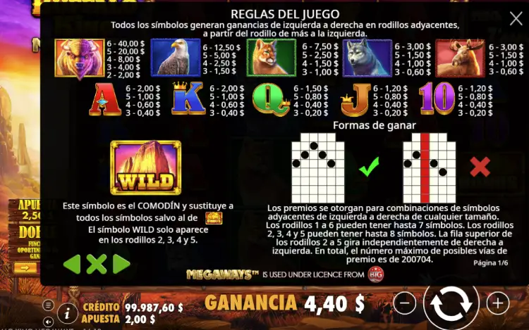 Buffalo King Megaways Slot Online Caracteristicas