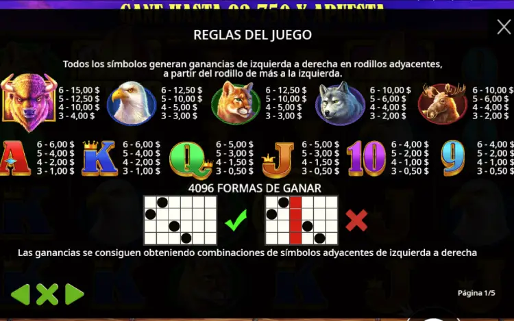 Buffalo King Slot Online Simbolos