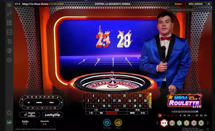 crupier ruleta mega fire blaze en vivo
