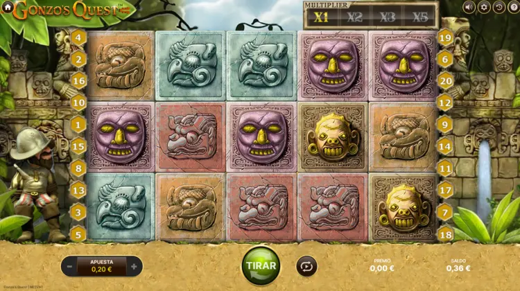 cuadricula simbolos gonzos quest slot