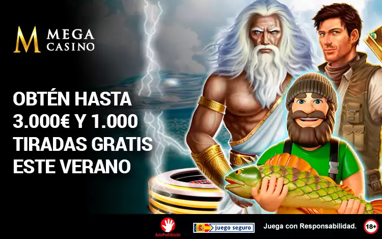 Verano de Premios en Mega Casino: Consigue 200 Tiradas Gratis y juega para subir posiciones en el ranking ¡Hay 3.000€ en juego! 