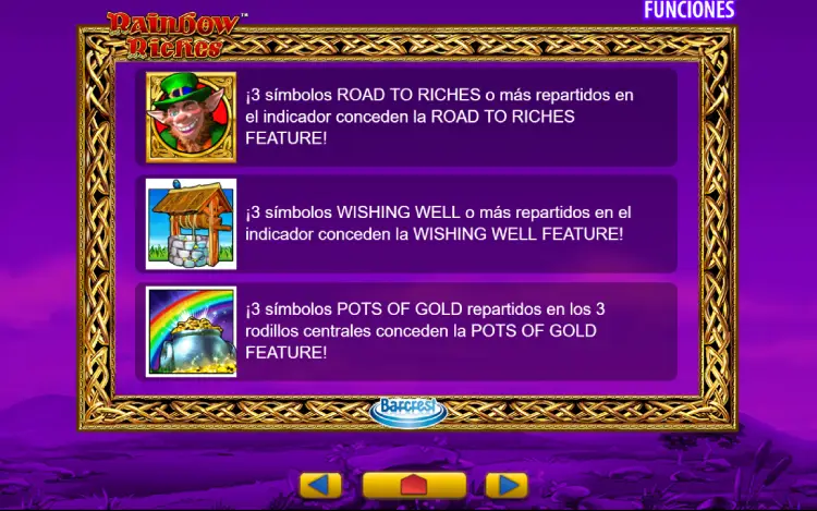 Rainbow Riches Funciones