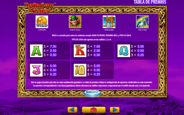 Rainbow Riches Simbolos