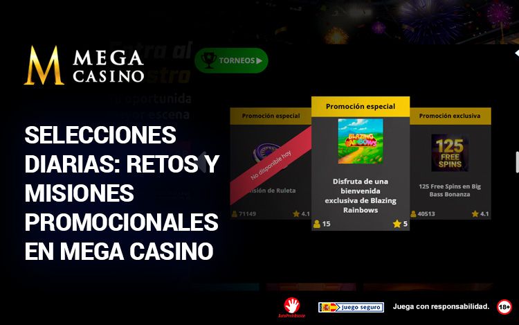 Selecciones Diarias Retos y Misiones Promocionales en Mega Casino