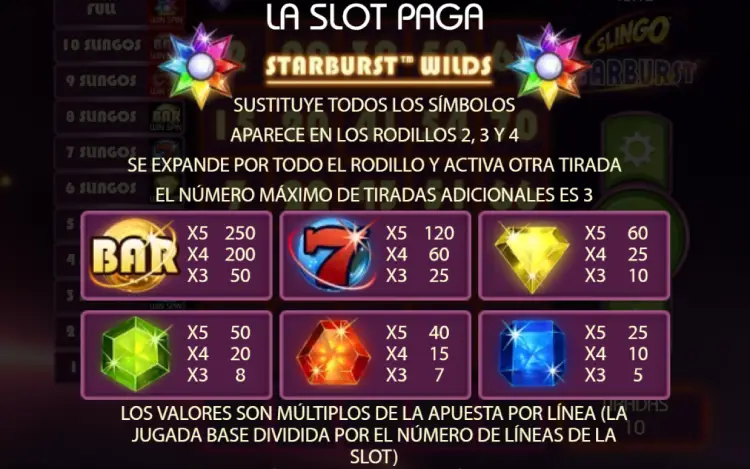 Slingo Starburst Simbolos Slingo Online