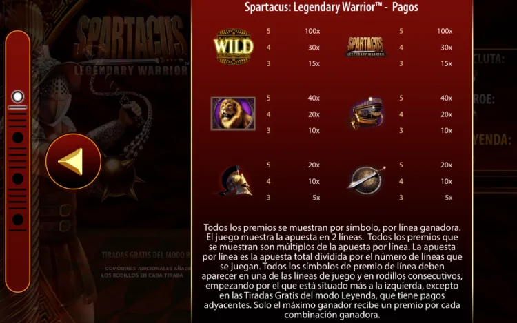Spartacus Legendary Warrior Slot Online Simbolos