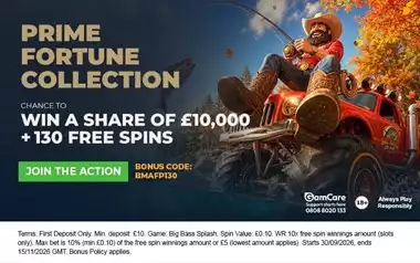 Prime Fortune Collection: 130 Free Spins + Chance to Win Share of £10,000