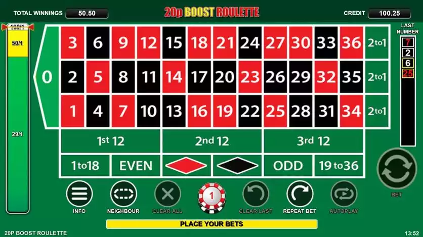 20p boost roulette game preview