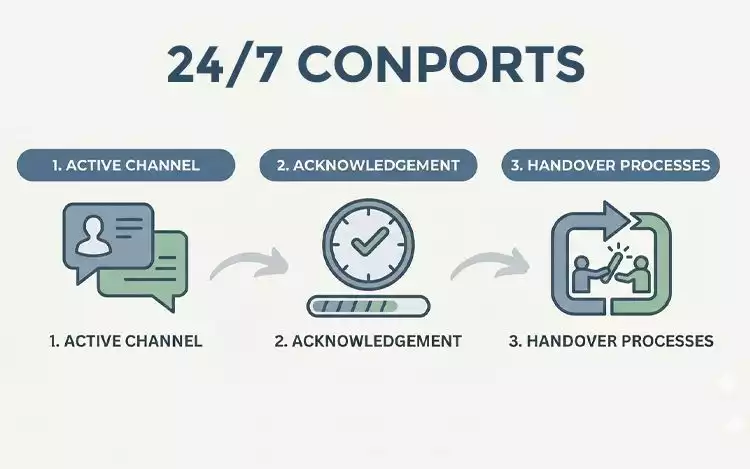 core components of 24/7 customer support availability infographic