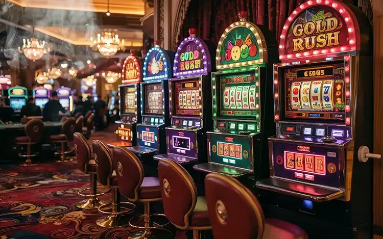 a row of slot machines