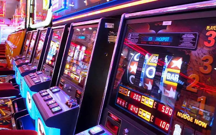 A row of slot machines