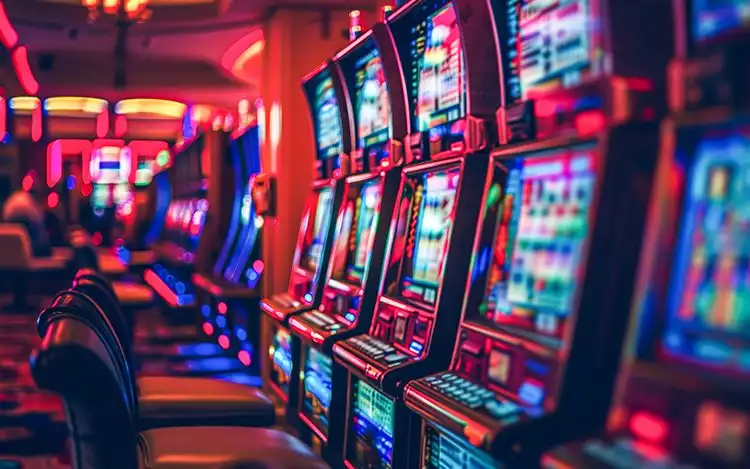 A row of slot machines sitting beside each other