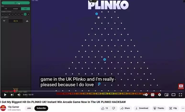 Hacksaw Gaming Plinko Review by 10p Gamer