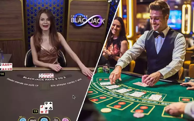 table game setting in live casino vs physical casino