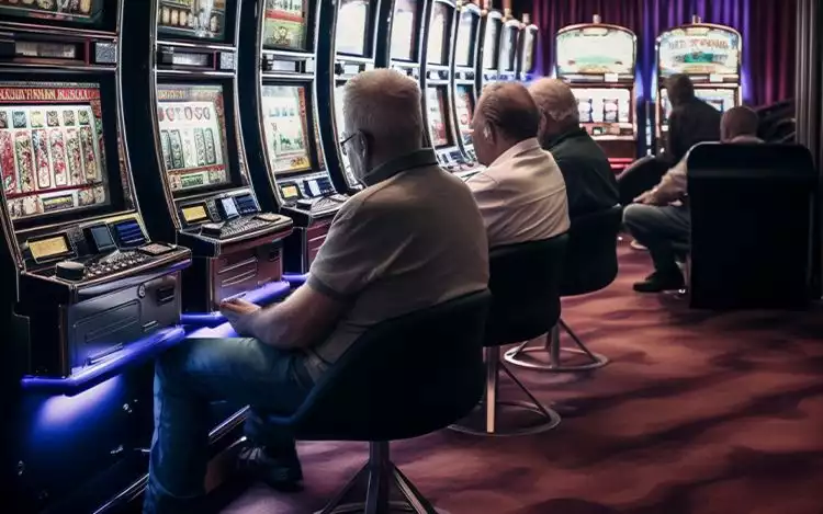 a row of players with long hours of gambling