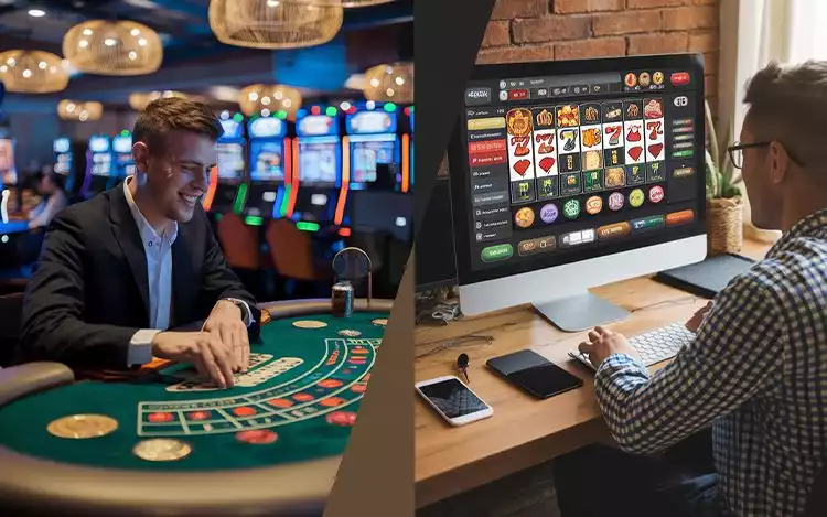playing casino game in physical vs online