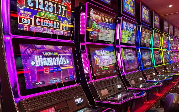 a row of slot machines