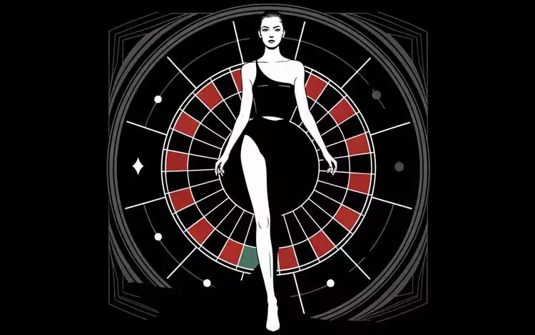 a merged symbols of runway silhouette and roulette wheel