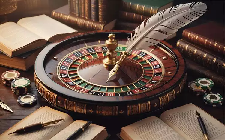 combined symbols of roulette and literature