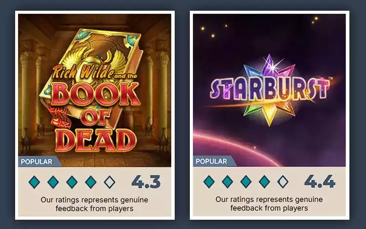 book of dead and starburst slots