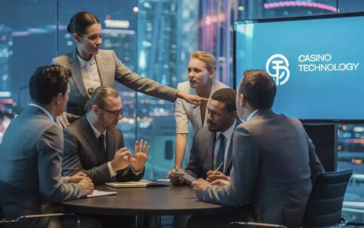 group of people seen communicating offline and onsite