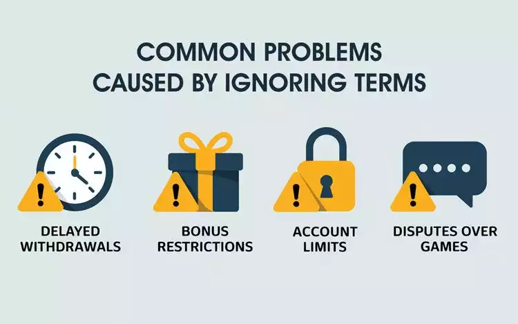 issues like delayed withdrawals, bonus restrictions, account limits, and disputes resulting from ignoring terms and conditions