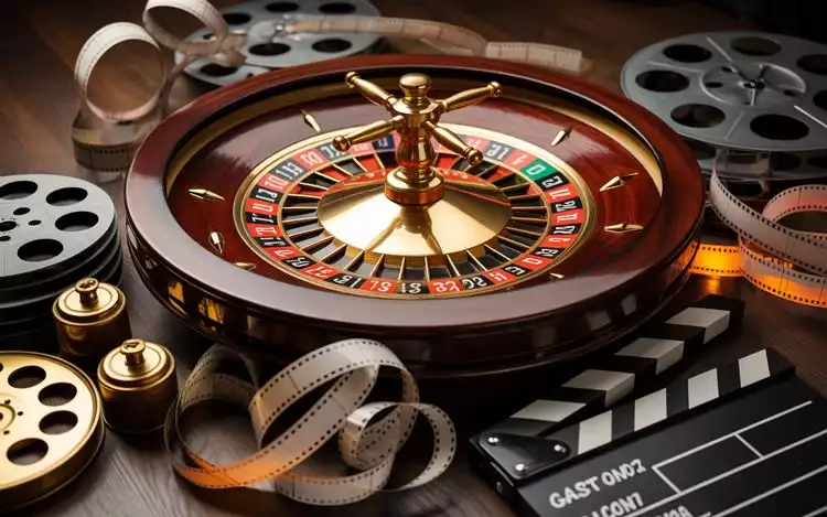 merged symbols of European roulette and movies