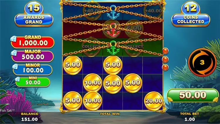 Fish Trio slot respin feature