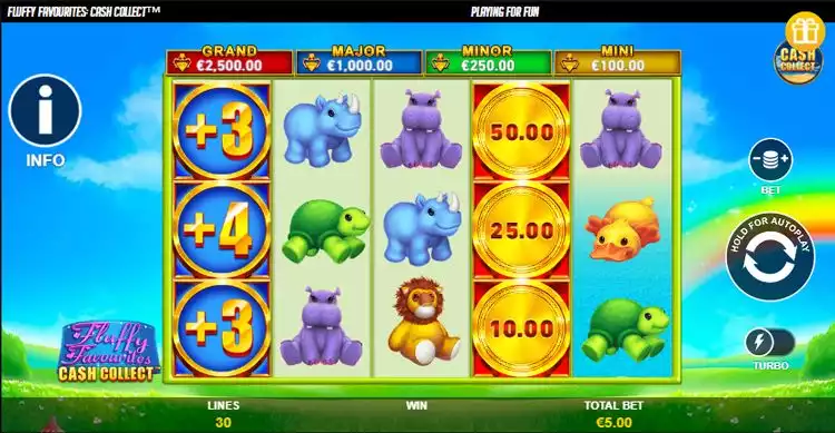 Fluffy Favourites Cash Collect slot game screen
