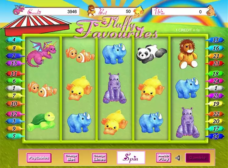 Fluffy Favourites slot game's Free Game screen