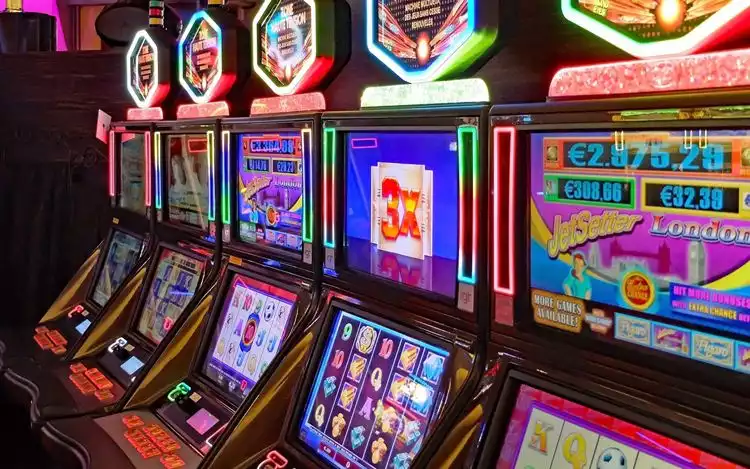 glowing casino slot machines