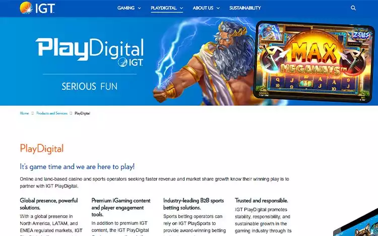 IGT's Play Digital page