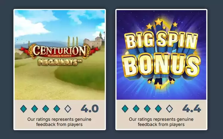 Prime Casino's rating for Inspired Gaming's slot games such as Centurion Megaways, Big Spin Bonus