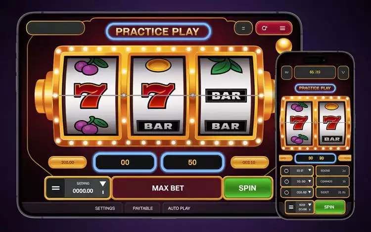 casino game interface on desktop and mobile practice mode.
