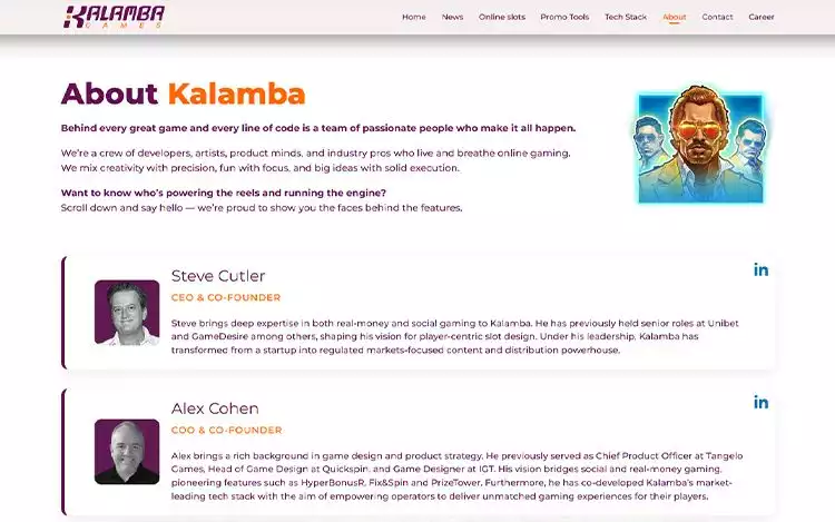 Kalamba Games About Us page