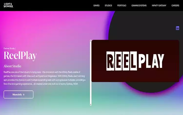 Light and Wonder Feature Page for partner studio Reel Play