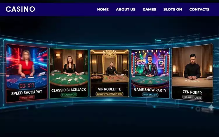 Selection of live dealer tables with varied styles and formats