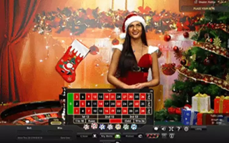 A live session croupier dressed thematically for the event.