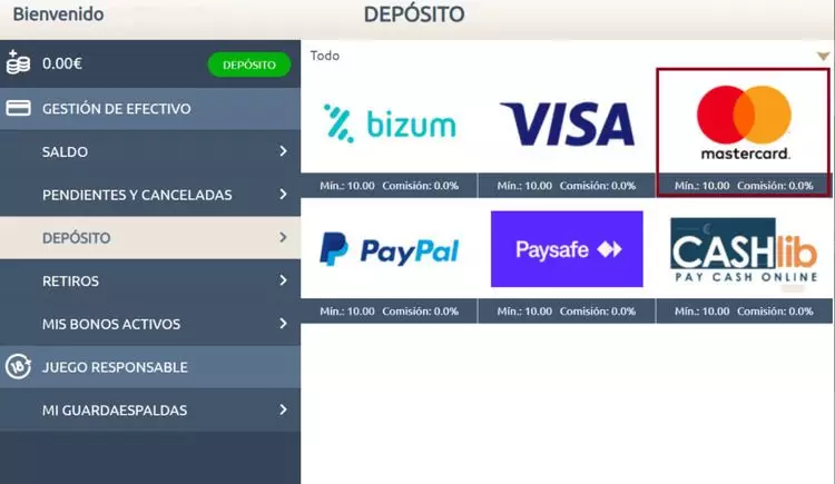Mastercard Metodo Pago Prime Casino
