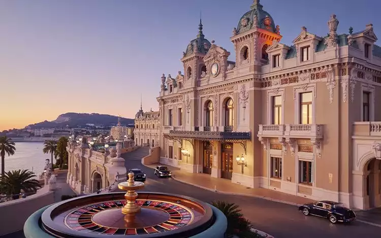 Monte Carlo casino on the Riviera, representing French Roulette’s cultural origins