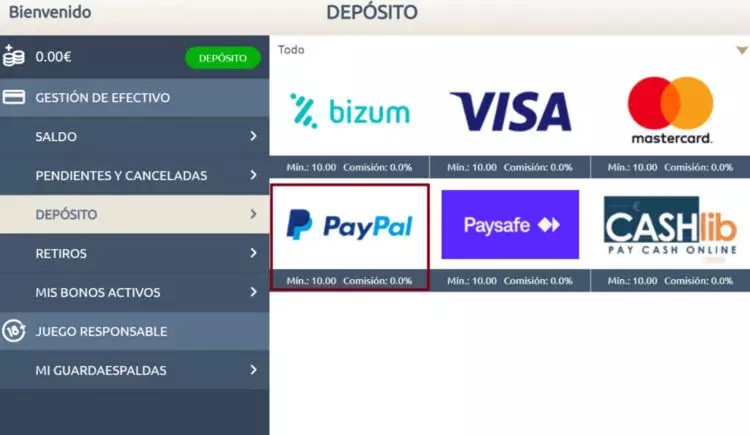 Paypal Metodo Pago Prime Casino