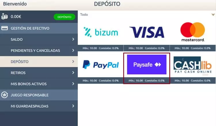 Paysafecard Metodo Pago Prime Casino