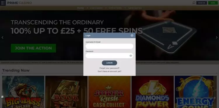 prime-casino-log-in-screen